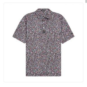 Bad Birdie Polo Shirt Performance Golf Polo Shirt Geometric Black Stretch Mens L